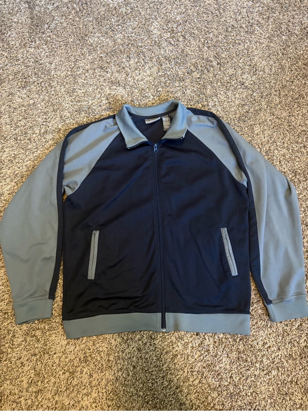 Men's Two-Tone Navy and Gray Zip Track Jacket
